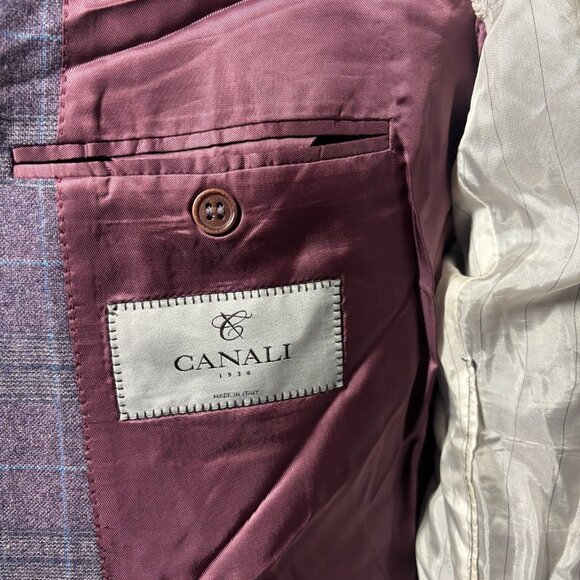 $1695 Canali 1934 Italy Purple Flannel Wool Blazer Jacket Sport Coat 48R CURRENT - Picture 5 of 10